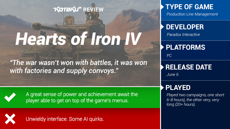 Illustration for article titled Hearts Of Iron IV: The Kotaku Review
